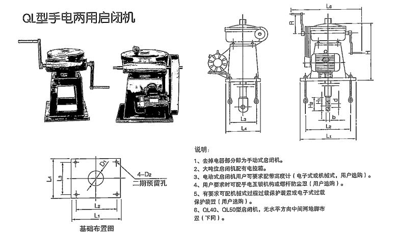 山西手电两用螺杆启闭机结构布置图QL型