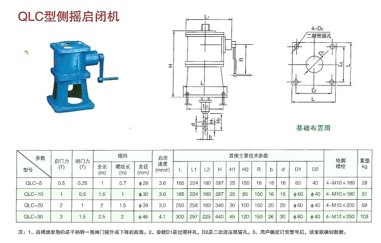 山西侧摇螺杆启闭机QLC型结构图