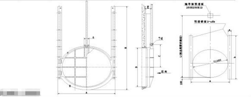 AYZ-200mm到AYZ-1200mm暗杆式铸铁镶铜圆闸门安装布置结构图