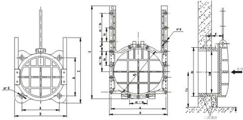 ZMY型铸铁镶铜圆闸门安装施工布置结构图