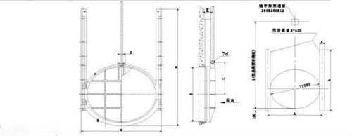AYZ型dn300暗杆式铸铁圆闸门外形安装技术尺寸参数